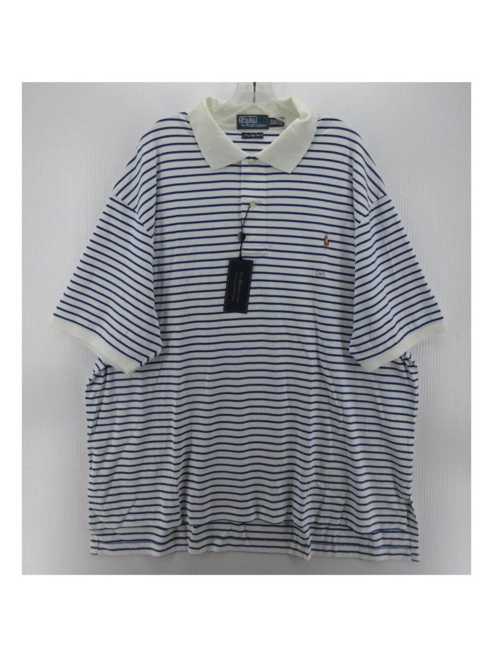 Polo Ralph Lauren Polo Shirt 2XB Big White Pima Soft Touch Striped Pony